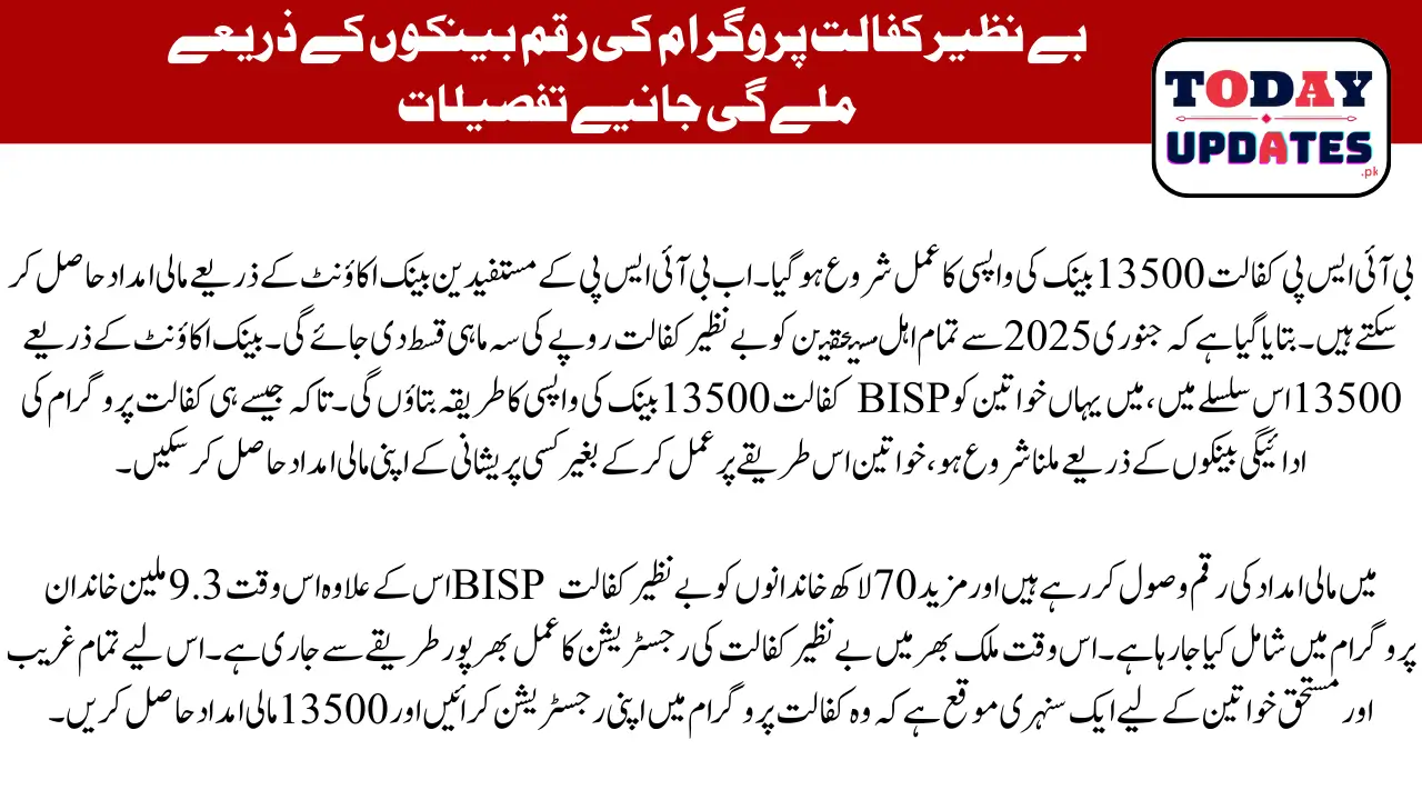BISP Kafaalat 13500 Bank Withdrawal Breaking News For 8171 Eligible Families