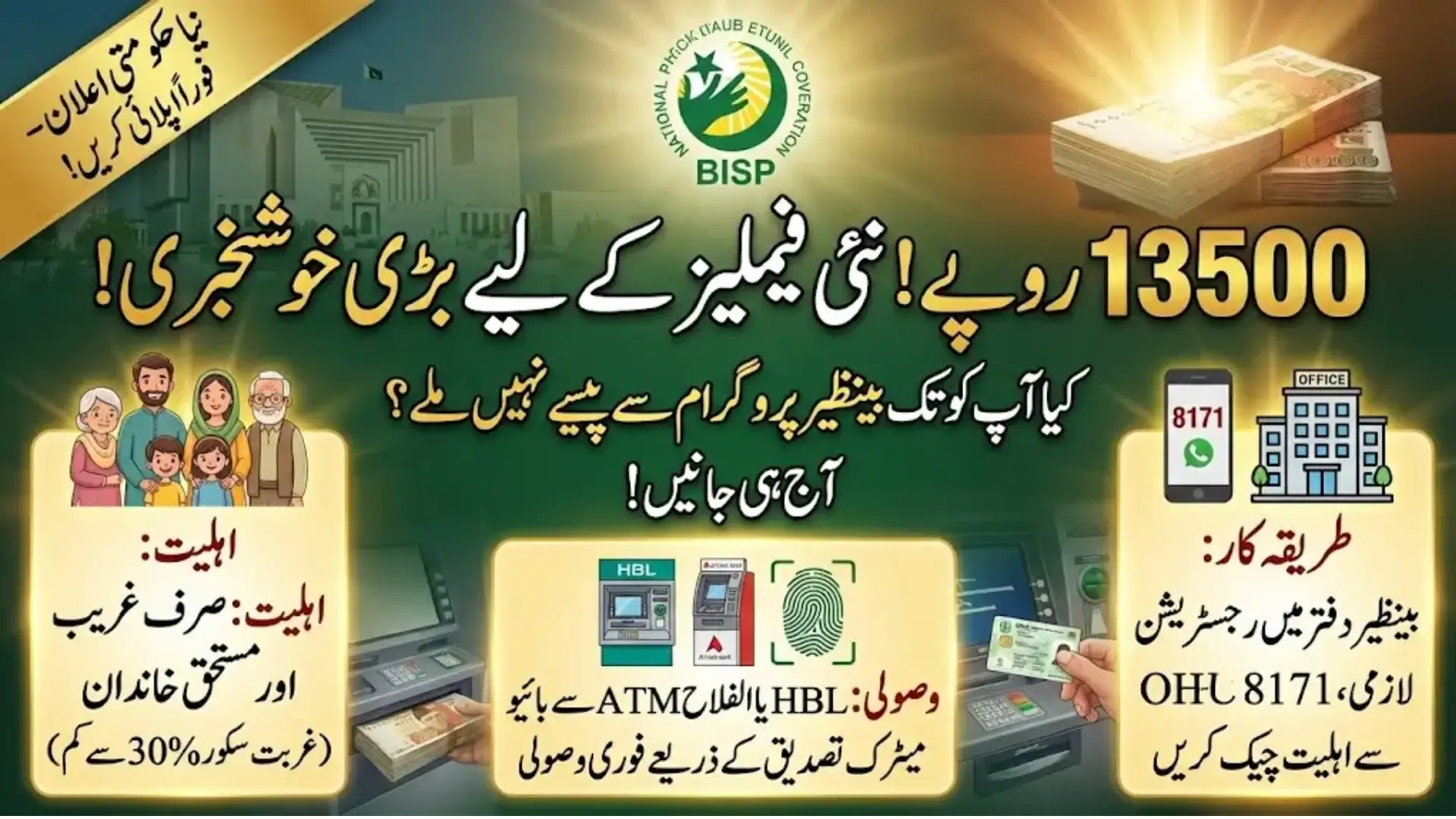 8171 Eligibility for Receiving Verified Payments of Rs. 13,500 Through BISP Kafalat Program